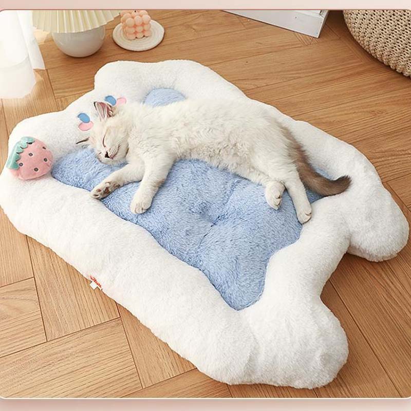 Cama fofa e peluda com almofada para cães e gatos