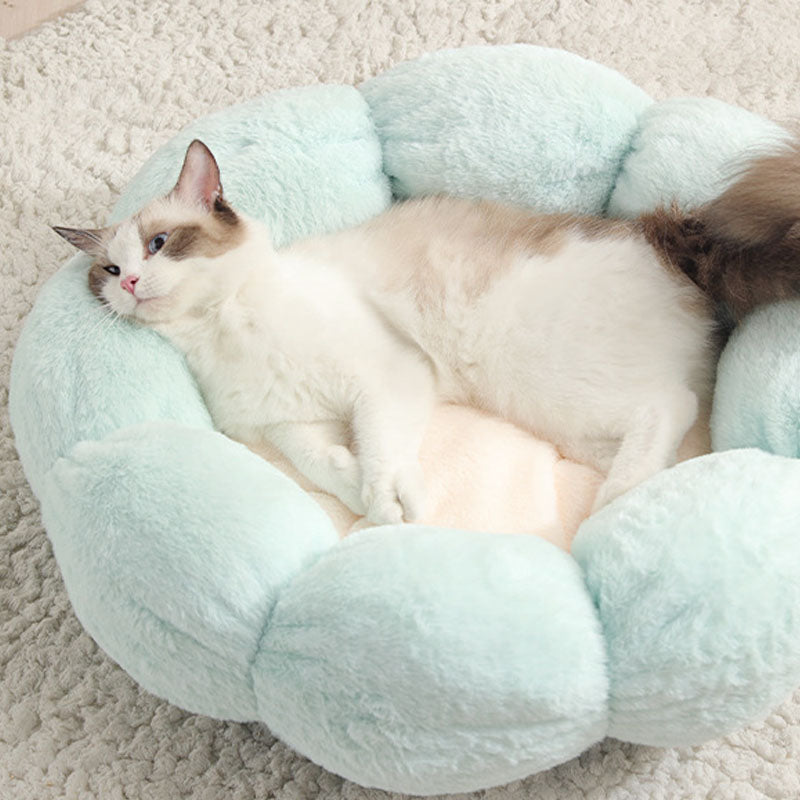 Deep Sleeping Flower Shape Cat Bed