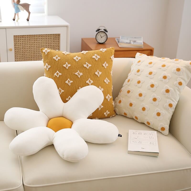 Sofa Pillow Embroidered Daisy Pillow