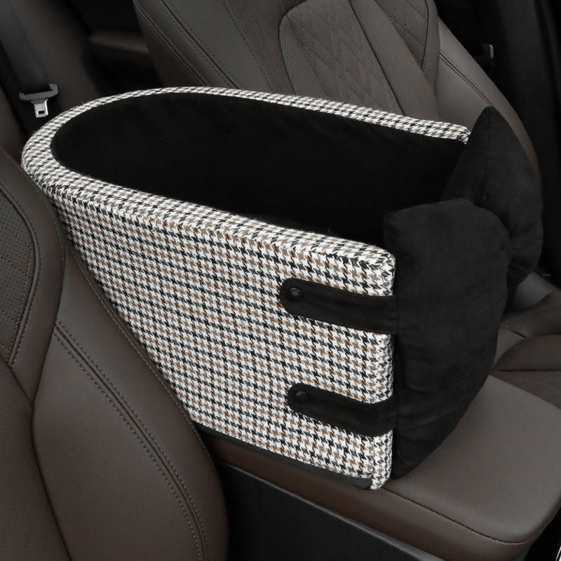 Assento de carro para animais de estimação Houndstooth Lookout Console Bow Tie