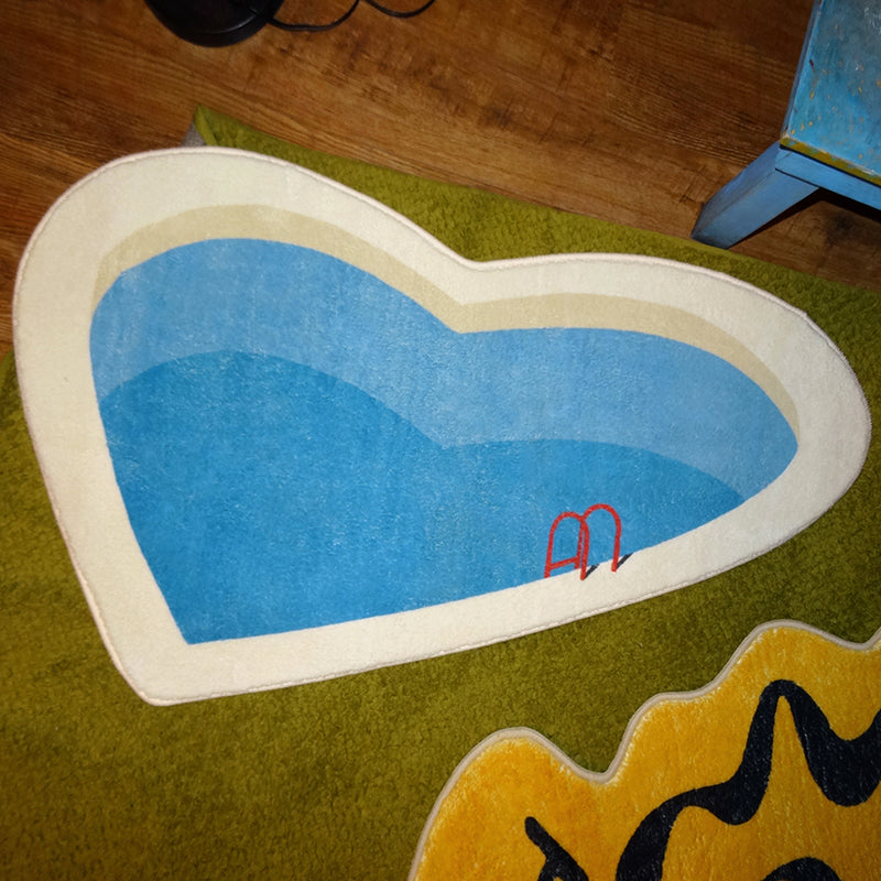 Romantic Heart-shaped Pool Rug Pet Mat