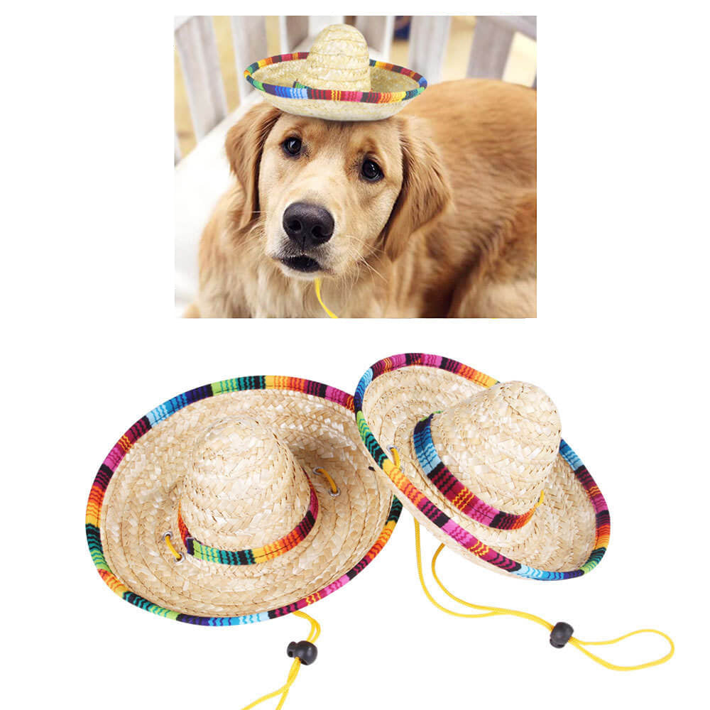 Fiesta Cat Costume Set - Sombrero and Bandana for Cats and Small Dogs