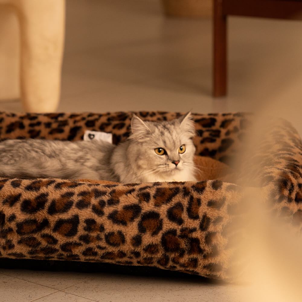 Wildlife Series Cowhide Leopard Print Pet Dog Bed