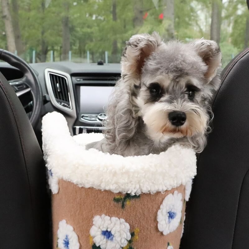 Flor Lã Fleece Cachorro Assento de segurança para carro Console central Assento para carro para animais de estimação